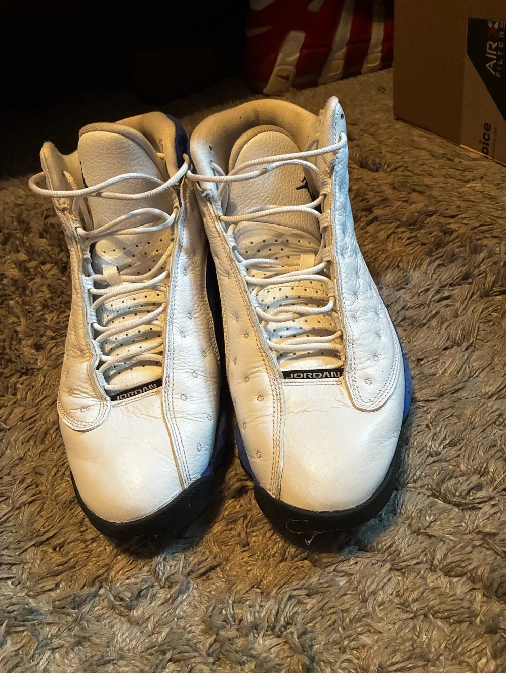 Jordan White and Blue Retro Basketball Shoes